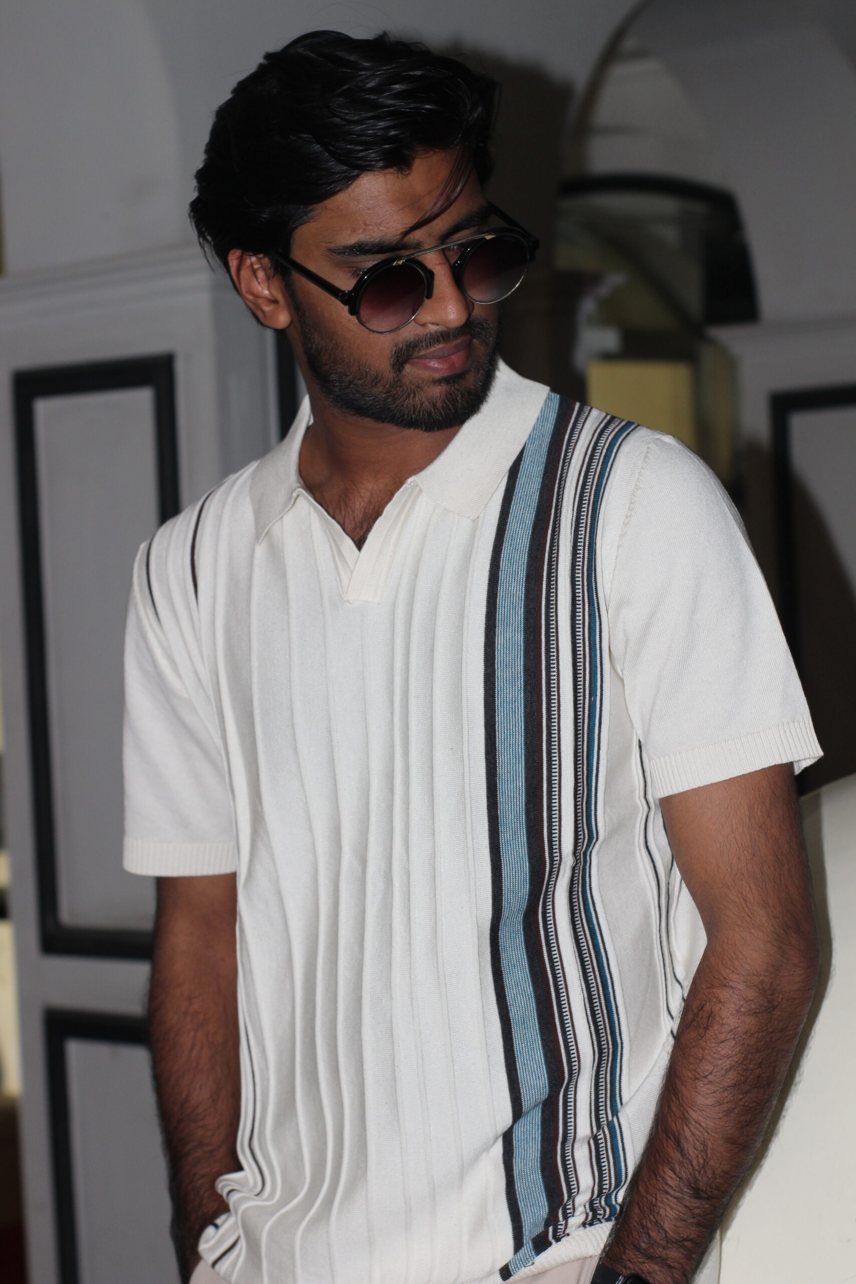 The Riviera Ribbed Knit: Men’s Old Money Vertical Stripe Polo in Ivory