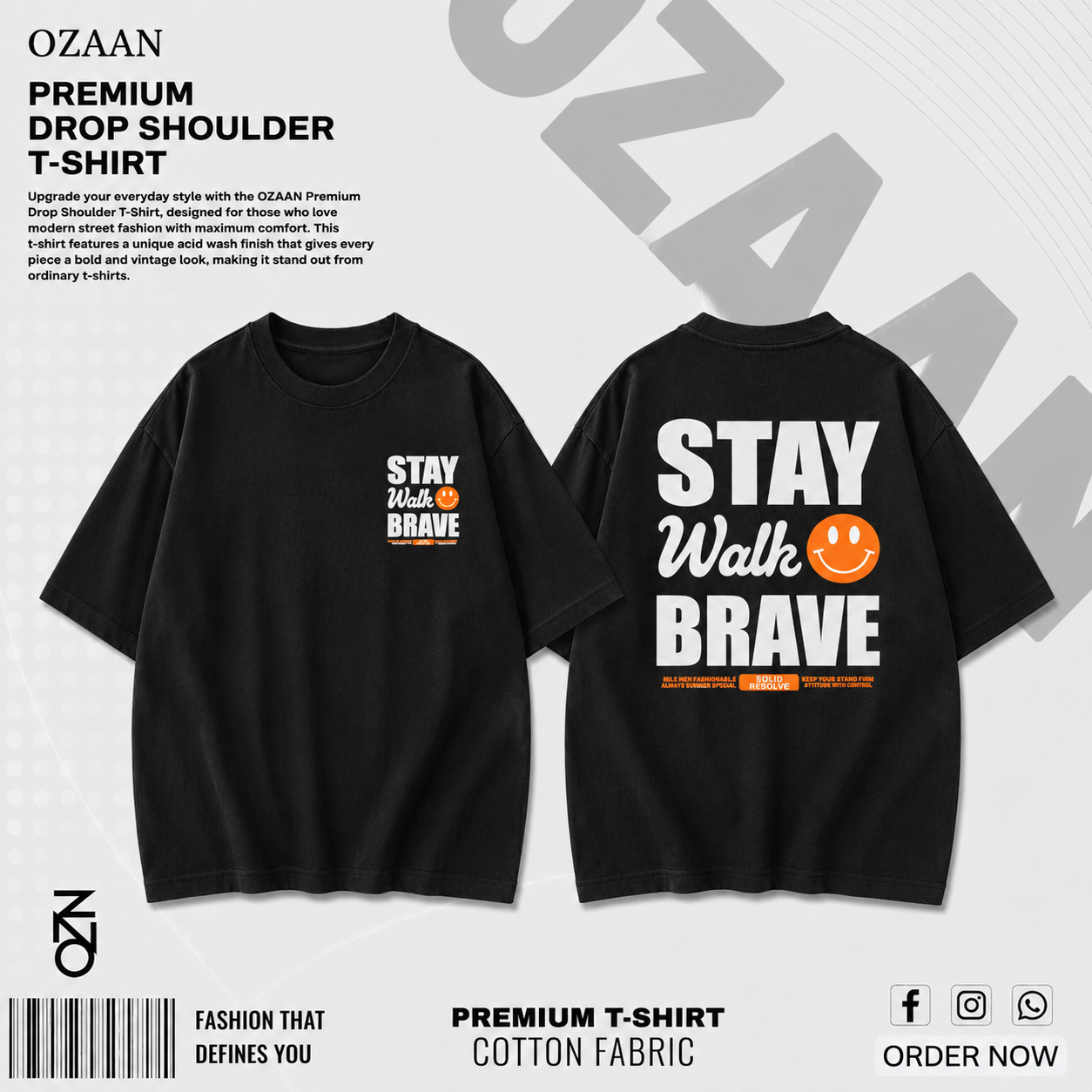 OZAAN Premium Drop Shoulder T-Shirt – Vintage Streetwear Tee