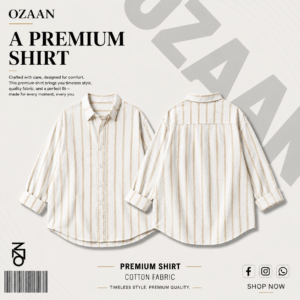 ozaan premium striped cotton shirt – cream white