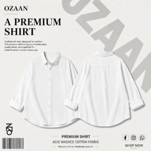 ozaan premium acid wash shirt – white